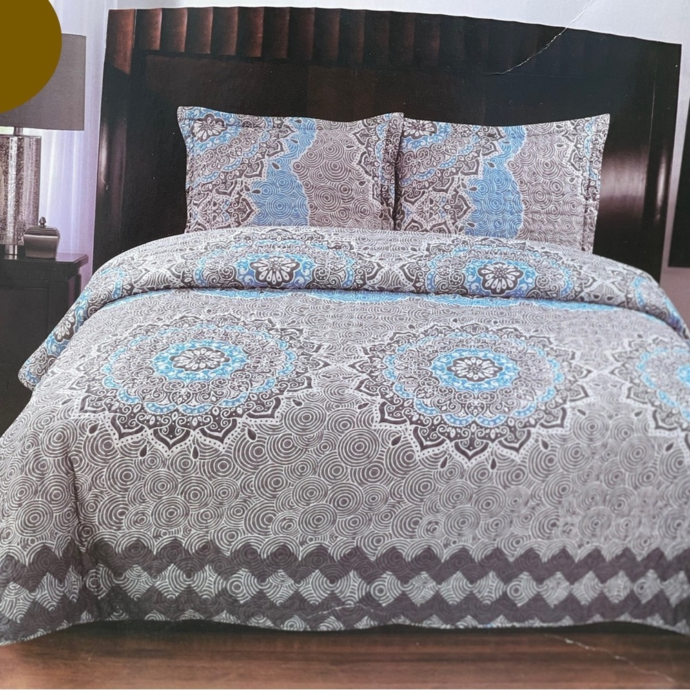 Brand New King /cali king Size Bedspread/Quilt set,3PCS, blue gray